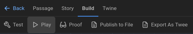 Screenshot of Twine play story button